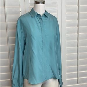 Zara blue button down top with collar Size S